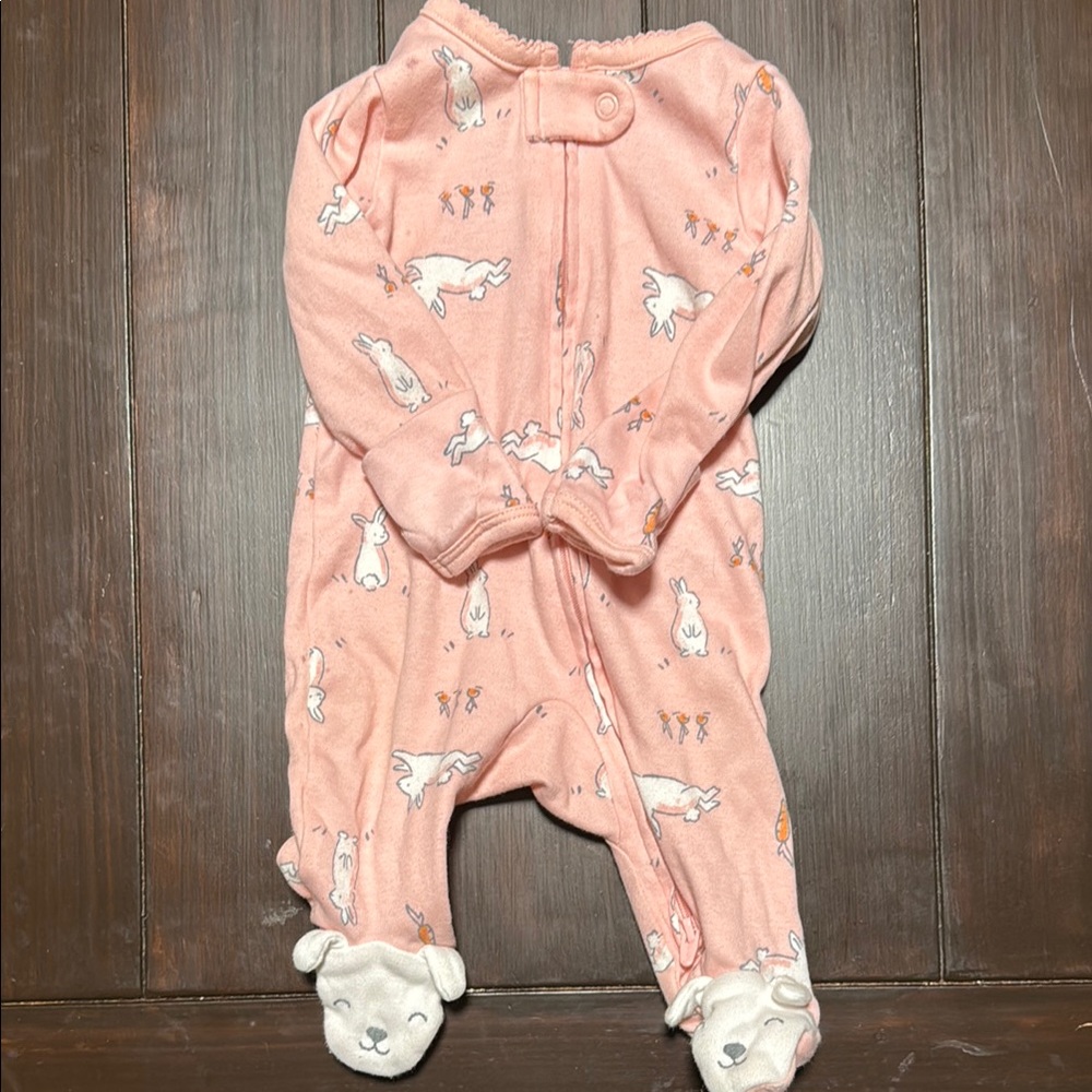 Carter's Pink Footies with Ruffled Collar and Elastic Cuffs